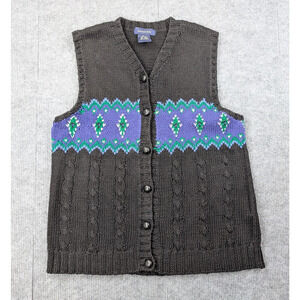 Eagles Eye Sweater Vest Womens Large Southwestern Cable Knit Vintage Boho Rodeo